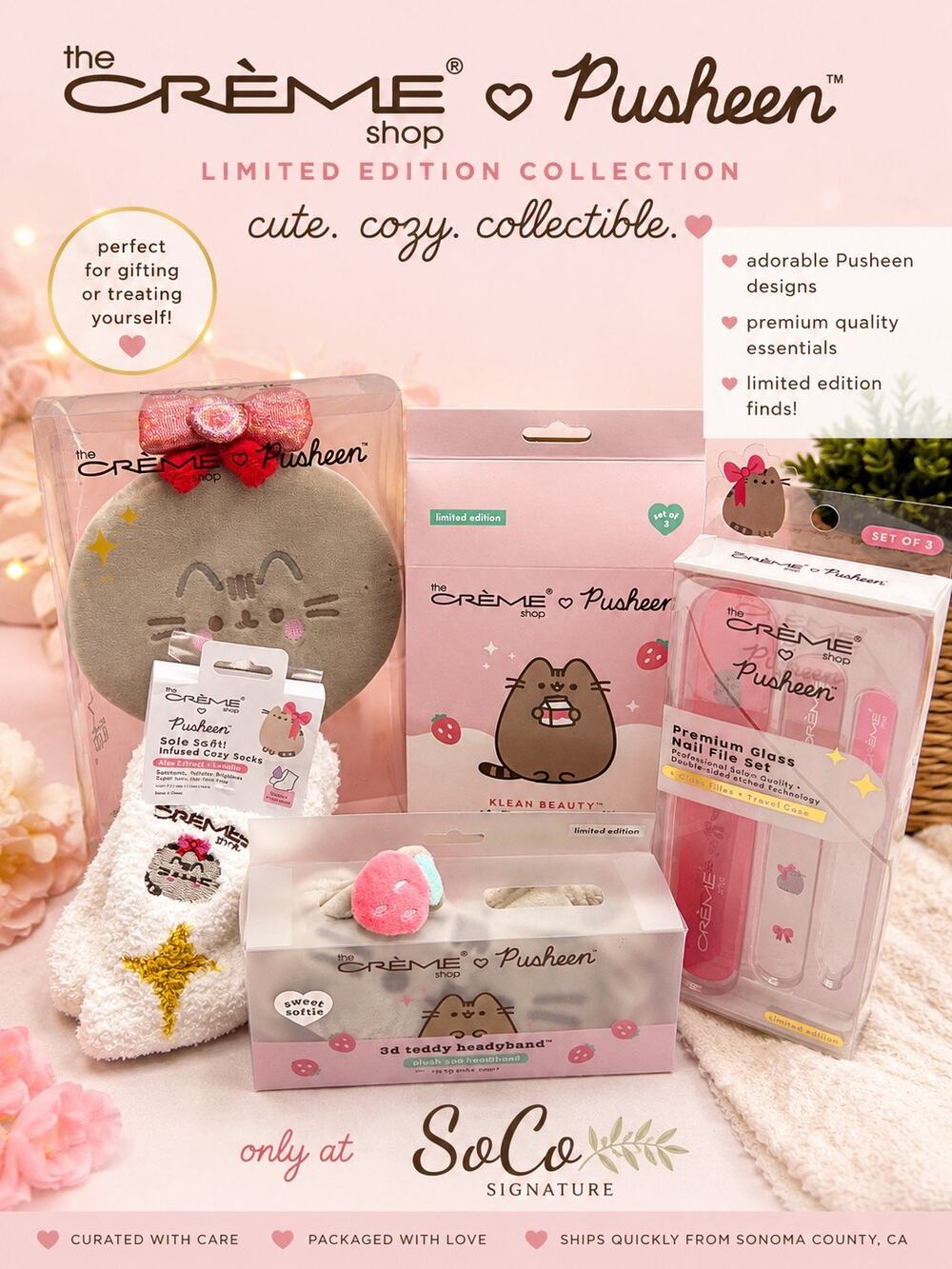 The Creme Shop x Pusheen 5 Piece Spa Self Care Gift Bundle NWT Kawaii Cat